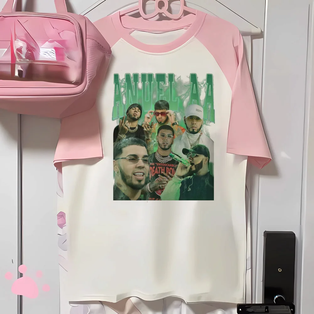 Футболки Anuel женский летний топ одежда в стиле аниме для девочек