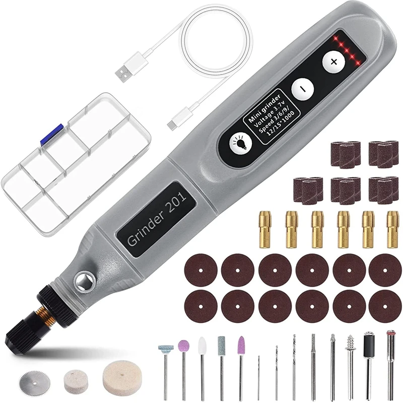 

Cordless Mini Rotary Tool Set 3.7V USB Rechargeable Mini Electric Grinder For DIY Work Engraving Grinding Polishing