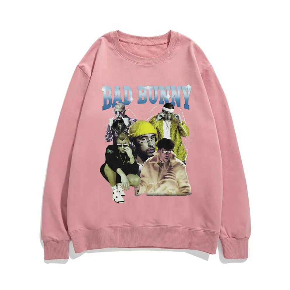 Awesome Bad Bunny Printed Sweatshirt Long Sleeve Crew Neck Men Women Harajuku Brand Design Streetwear Mens Vintage Sweatshirts