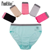 funcilac womens underwear plus size briefs solid female knickers briefs for women cotton fashion girls cozy panties 6 pcslot