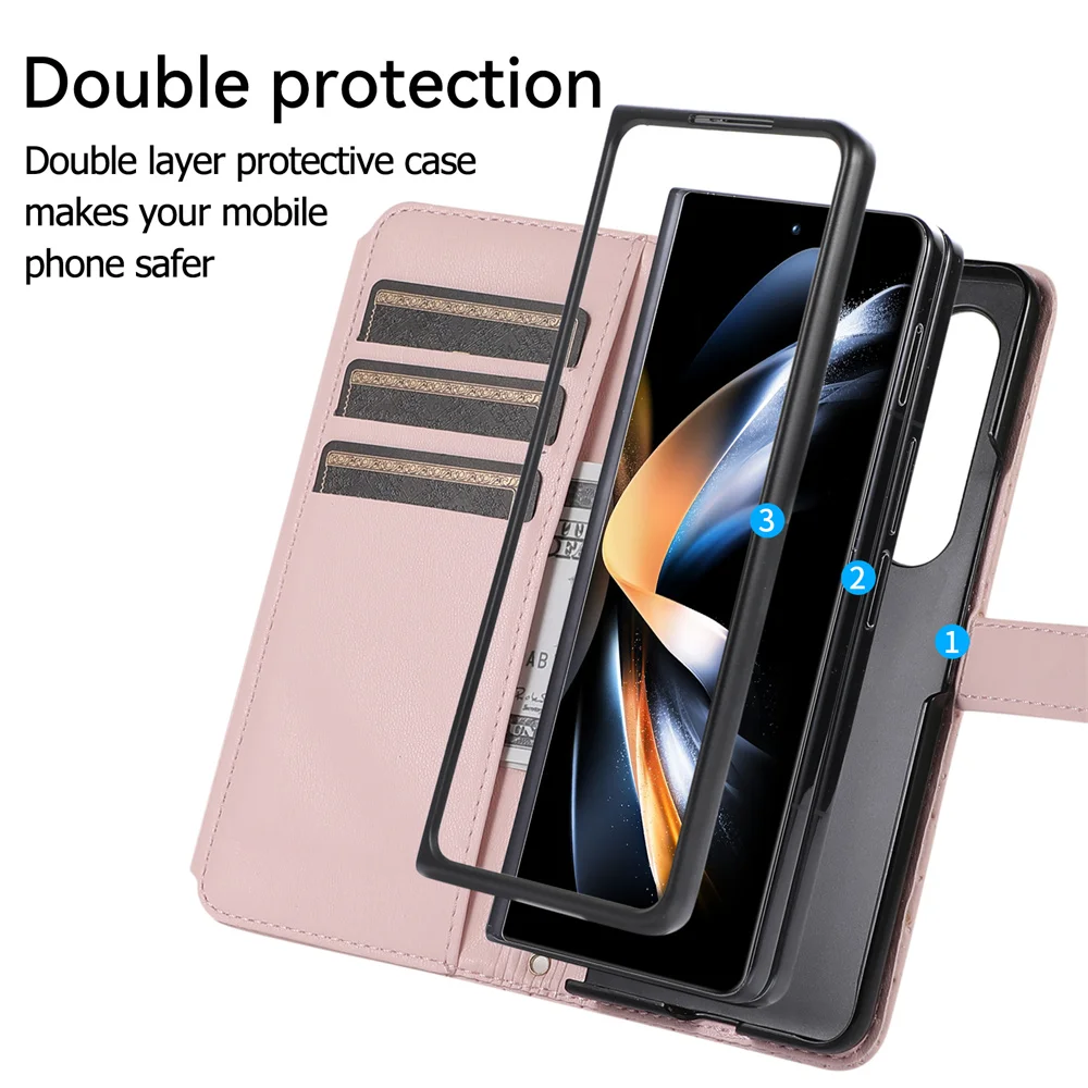 Роскошный кожаный чехол в клетку для Samsung Galaxy Z Fold 4 3 Fold4 Fold3 5G чехол-кошелек через