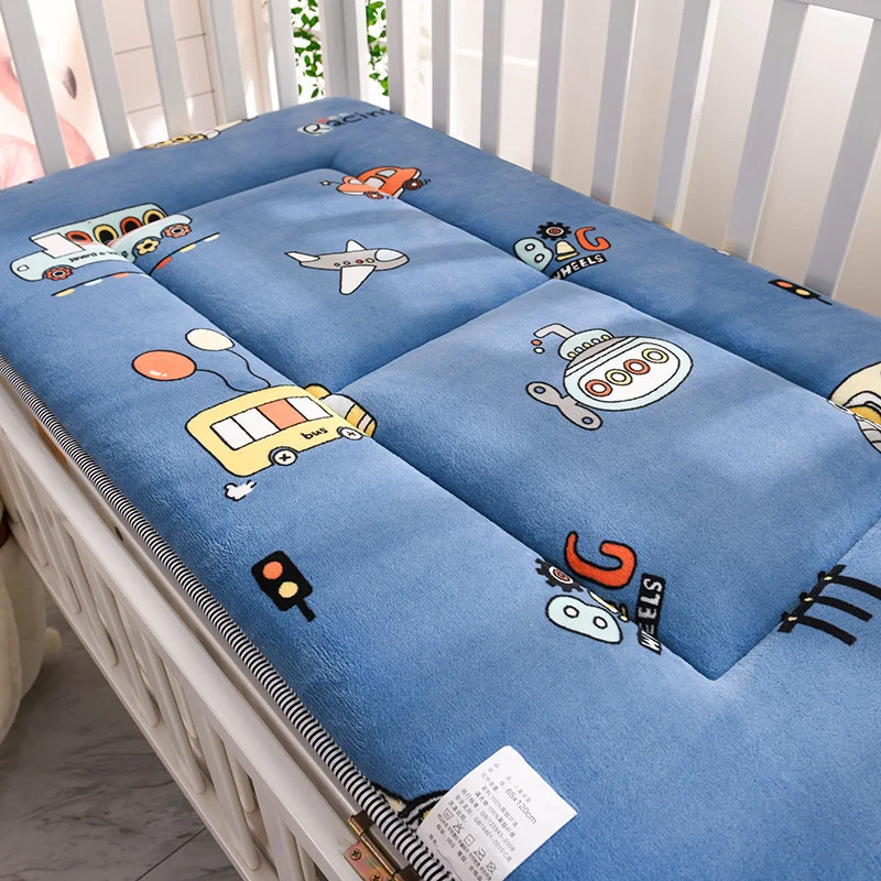 

120x60cm Baby Crib Bedding Set Toddler Bed Mattress Pad Fleece Breathable Boys Girls Cartoon Bed Set Room Cute Floor Play Mat