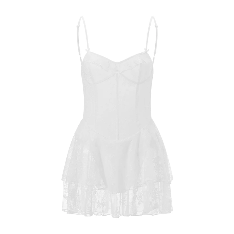 Женский кружевной корсет на тонких бретельках с оборками подоле