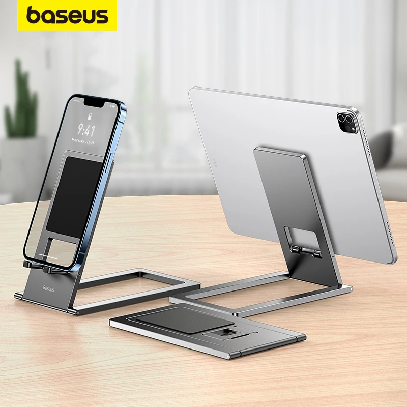 Baseus supporto da tavolo pieghevole in metallo per iPhone 14 iPad Pro 2021 2020 supporto da tavolo per Tablet iPhone supporto per Notebook supporto per Laptop