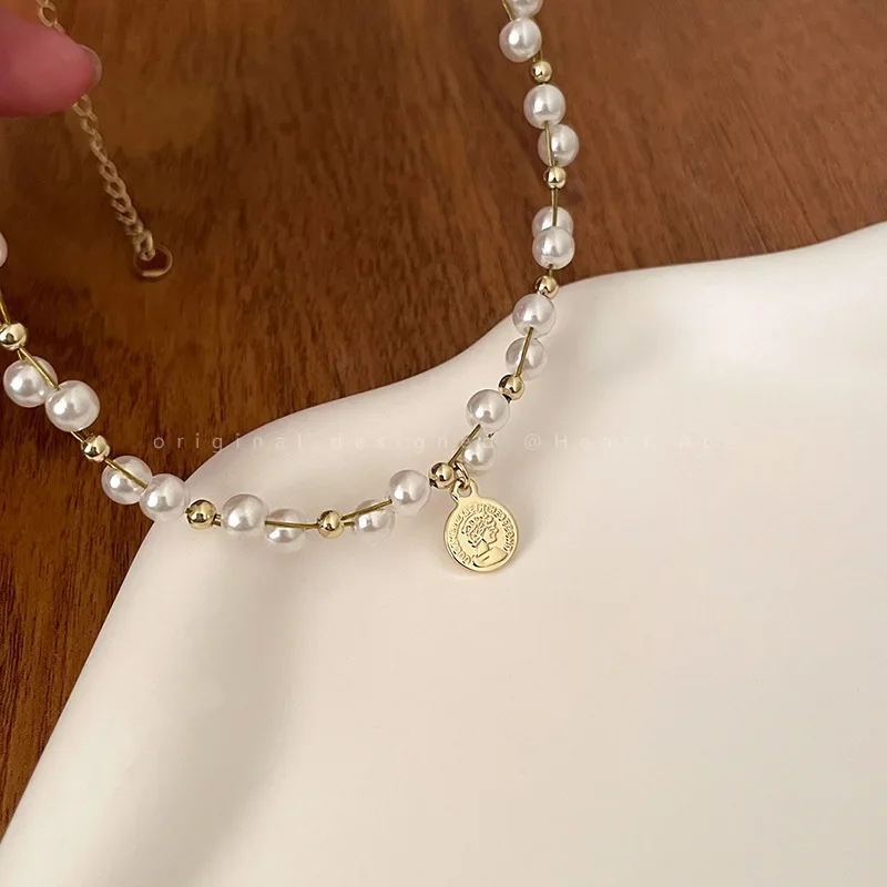 Нишевое дизайнерское женское жемчужное ожерелье новинка лета 2024 уникальная