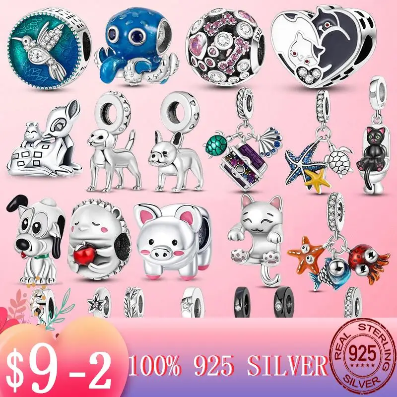 

Бусины из серебра 925 пробы для изготовления ювелирных изделий, свинка, колибри