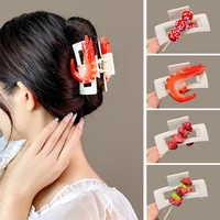 new simulation prawn hairpins funny exaggerated food hair clips for female fashion girls child little hair jewelry hair claw