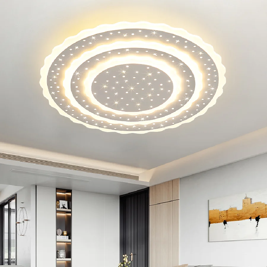 

Modern LED Chandelier For Living Room Hall Home Decor Bedroom Children's White Creative Hanging Ceiling Lamp Starry Sky lighting