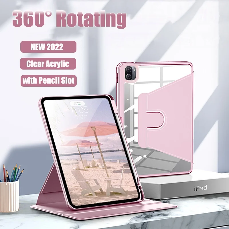 

For Xiaomi Pad 6 Pro 2023 11” for Xiaomi Pad 6 5 Pro 360° Rotating Stand Case for Redmi Pad 10.61 Flip PU Leather Clear Cover