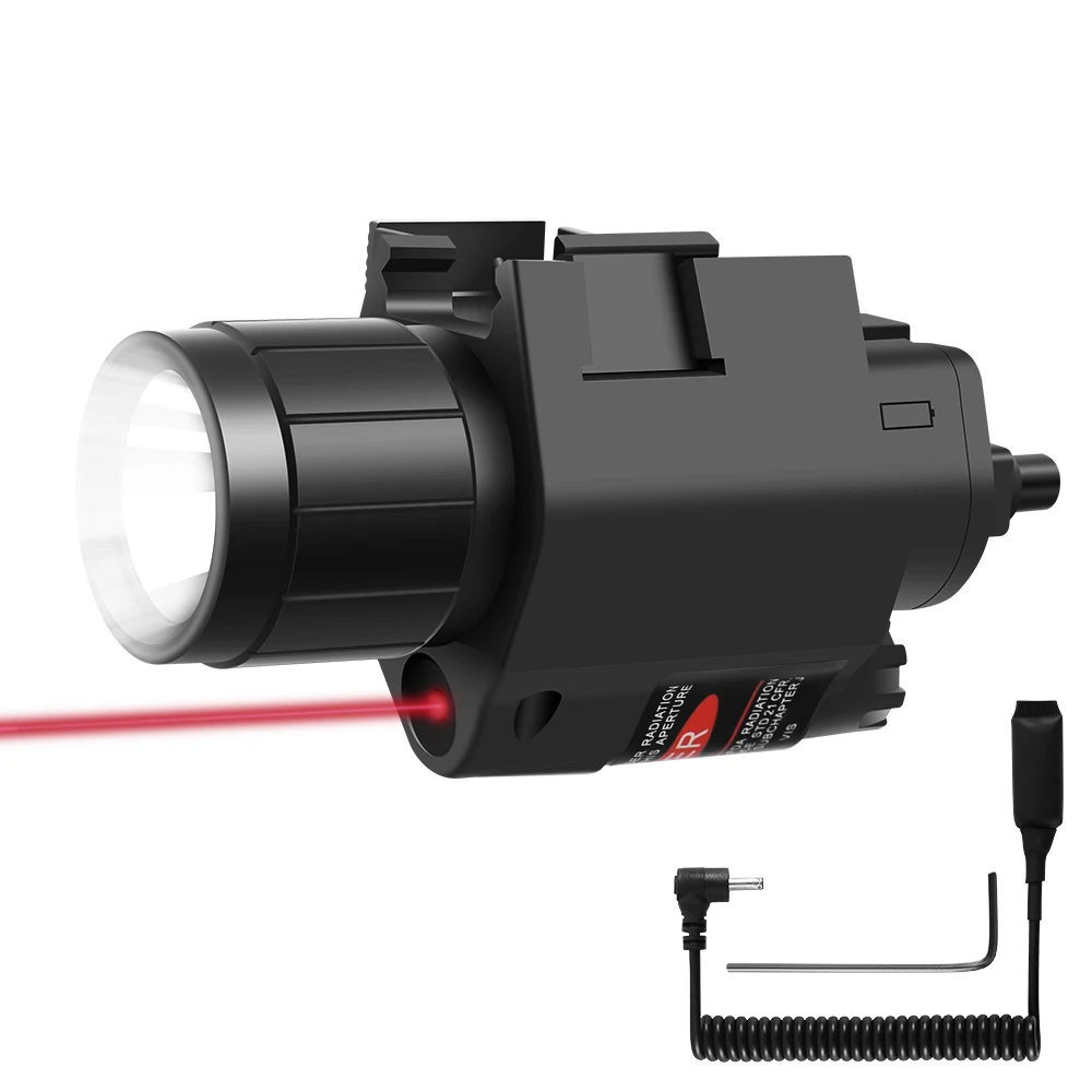Luz LED táctica para arma, linterna pistola, linterna con interruptor remoto, punto rojo, láser, militar, Airsoft, para riel de 20mm
