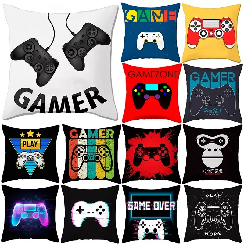 

Video Game Cushion Covers Happy Birthday Gamepad Boy Inflate Party Supplies GAME ON Pillowcase Happy Birthday Decor Kids Gifts