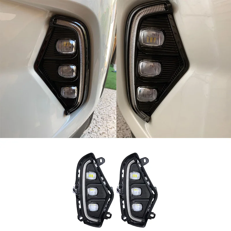 2Pcs DRL For Toyota RAV4 2019 2020 2021 LED Daytime Running Light Waterproof Car Flashing Yellow Turn Signal Bumper Lamp