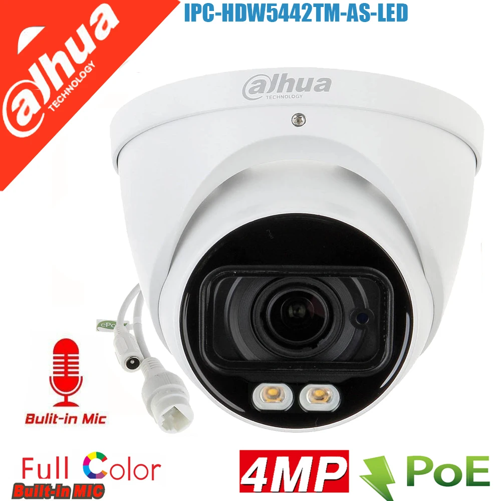 

DAHUA Mutil Langiage Security IP Camera 4MP Day/Night WDR Surveillance IR Eyeball AI Network Camera IP67 DH-IPC-HDW5442TM-AS-LED