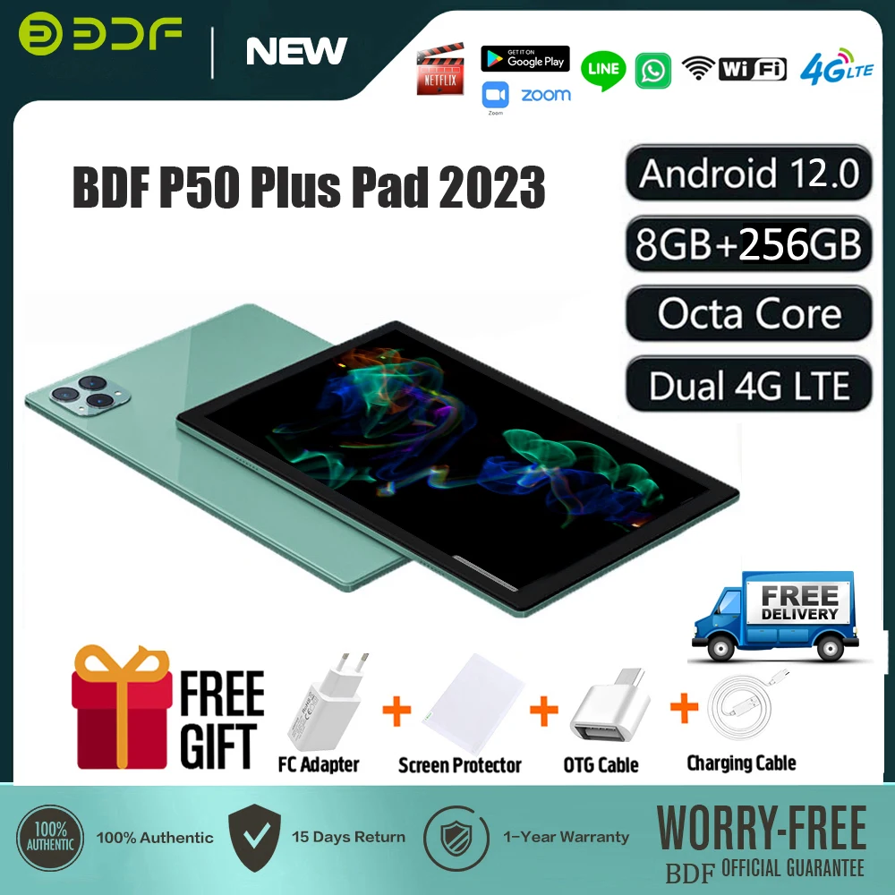 

New P50 Pro 10.1 Inch Tablets Android 12 Octa Core 8GB RAM 256GB ROM Dual 4G LTE Phone Call GPS Bluetooth WiFi Google Tablet PC