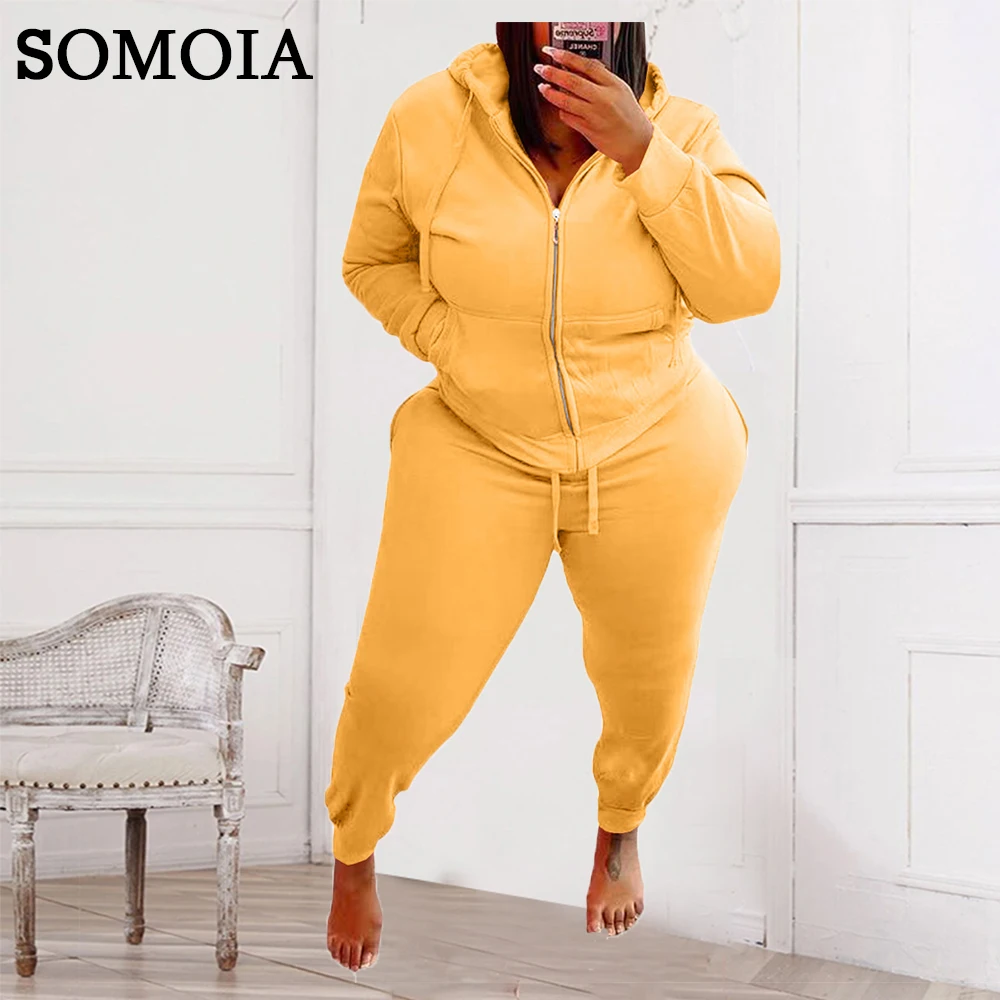 

Plus Size Casual Joggers Tracksuit Sporty Women Two Piece Set Zip Up Hoodie Cardigan and Sweatpants Sweatsuit Winter Clothes