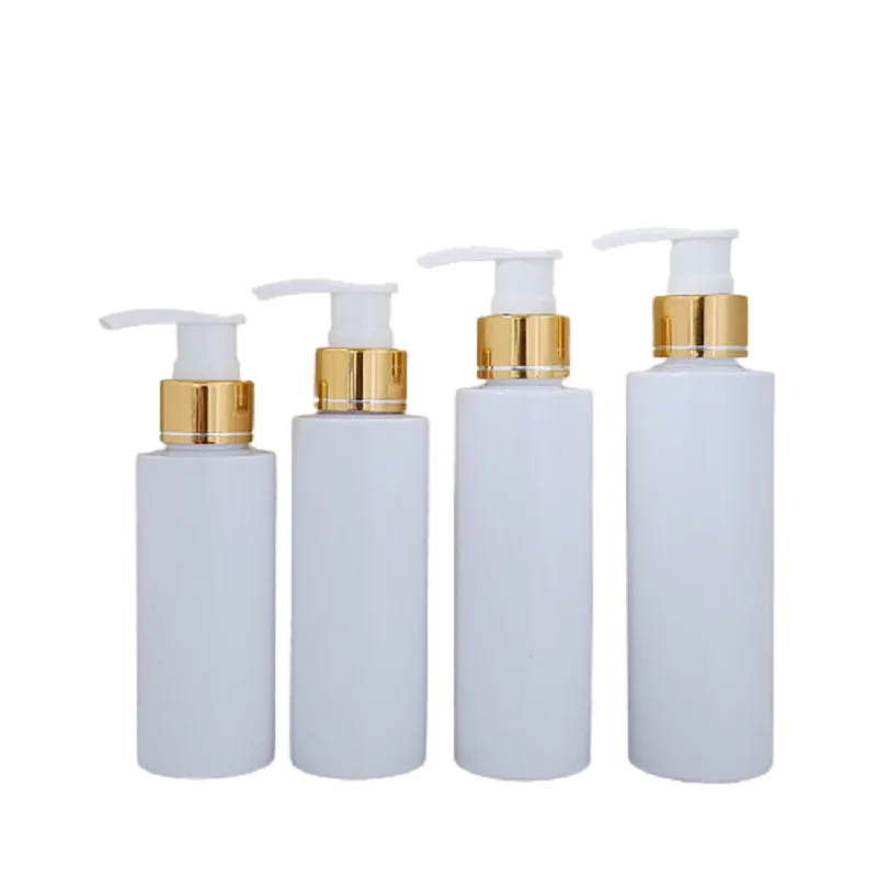 

Packaging Empty Plastic Bottle Gold Collar White Lotion Press Pump 80ml 100ml 150ml 200ml 250ml 500ml Packing Container 10Pieces