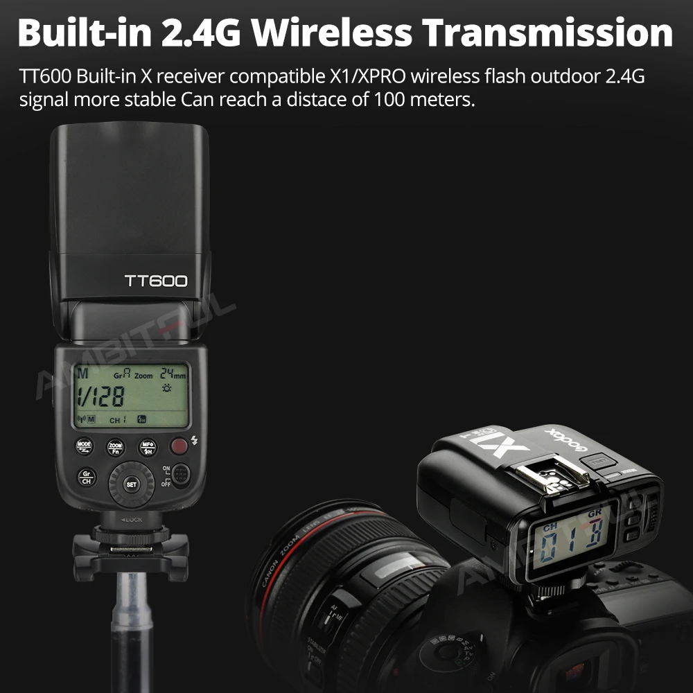 Фото Godox TT600 TT600-S вспышка для камеры Speedlite 2,4G Wireless GN60 Master/Slave для Canon Sony Nikon Pentax Olympus Fuji Lumix №3