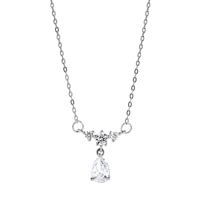 

S925 sterling silver zircon water drop necklace personality temperament female fashion clavicle chain boudoir jewelry