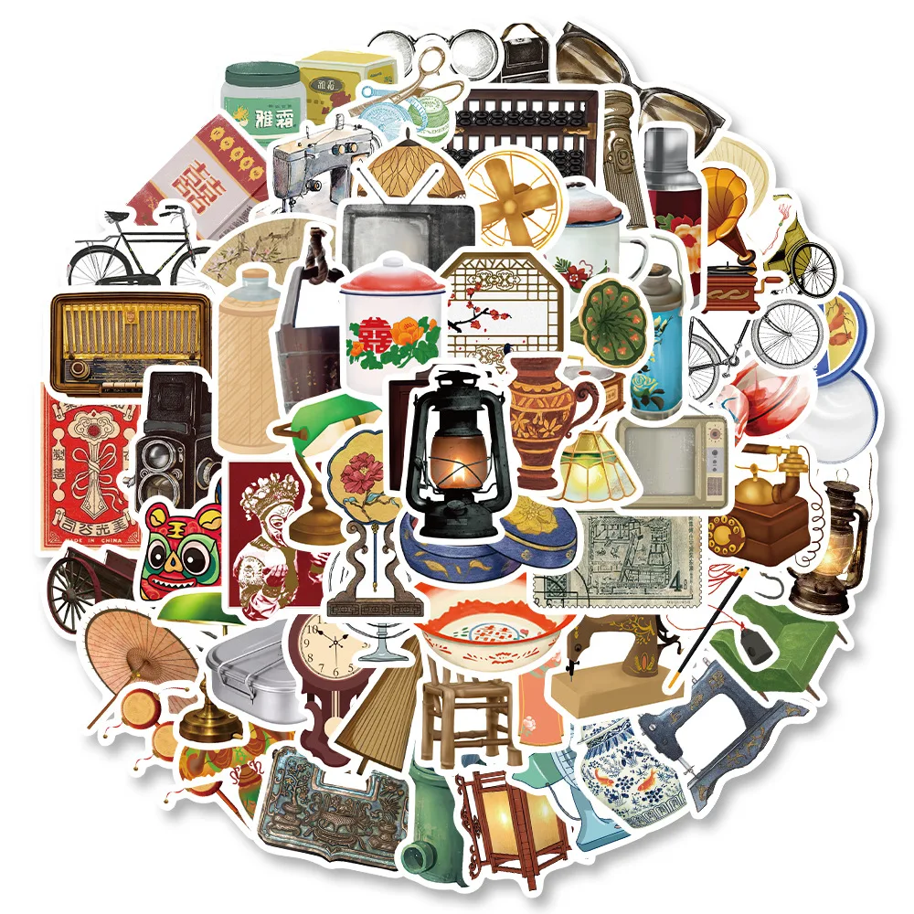 

10/30/65PCS Aesthetics Retro Chinese Stickers Cartoon Decoration Suitcase Scrapbooking Laptop Phone Stationery Kid Sticker Gift