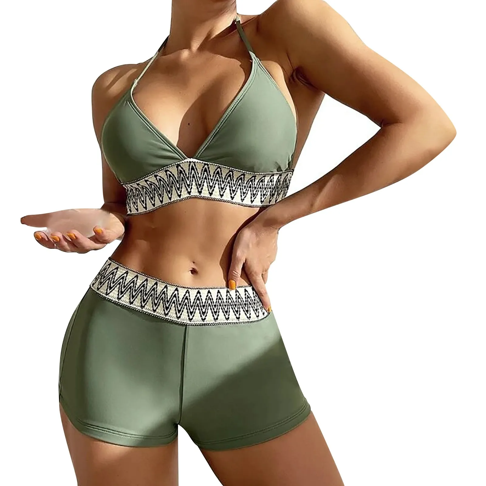 

Женское однотонное бикини с разрезом, облегающий пикантный купальник в стиле ретро с высокой талией