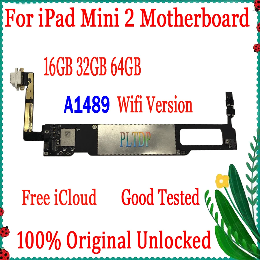 

100% Tested Good Working For IPad Mini 2 Motherboard A1489 Wifi&A1490/A1491 3G Version Logic Board Full Unlocked Clean ICloud
