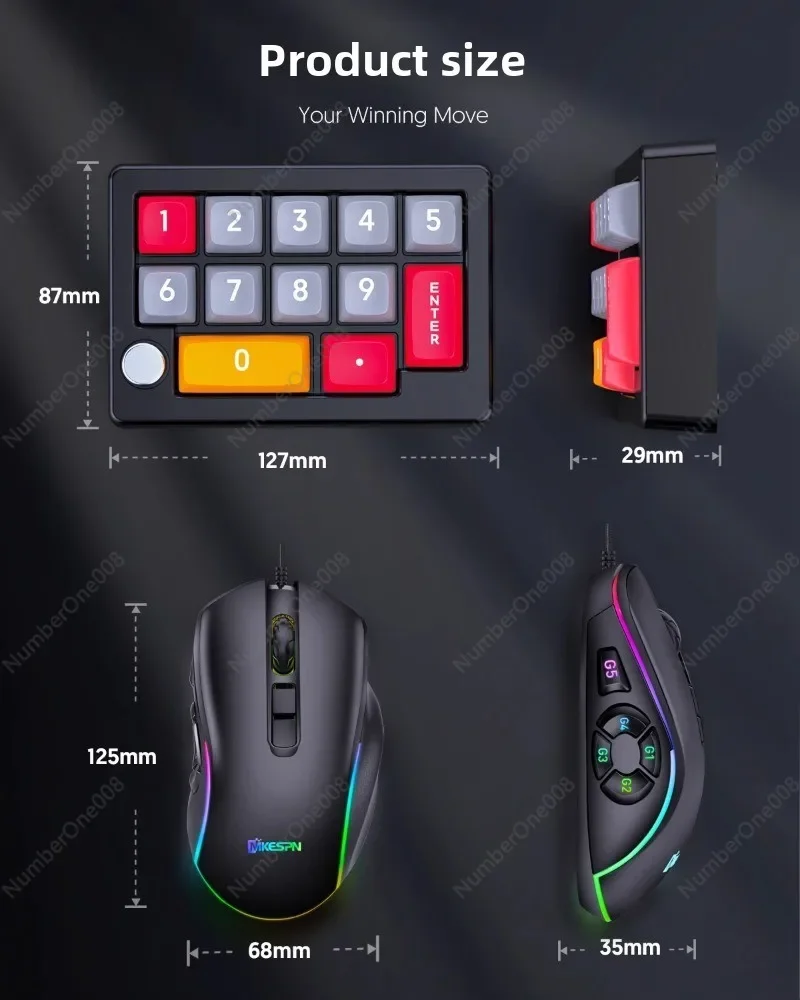 Цифровая клавиатура Механическая Мини-макропрограммирование Встроенные