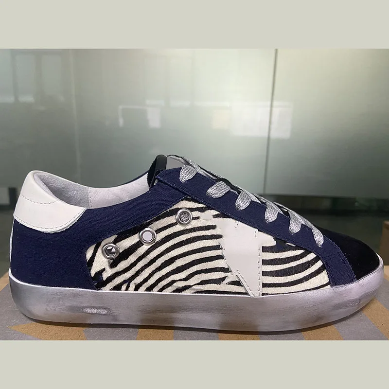 

2022 Four Seasons New Fashion Parent-child Sports Casual Shoes Denim Stitching Zebra Print Small Dirty Shoes Non-slip ST14