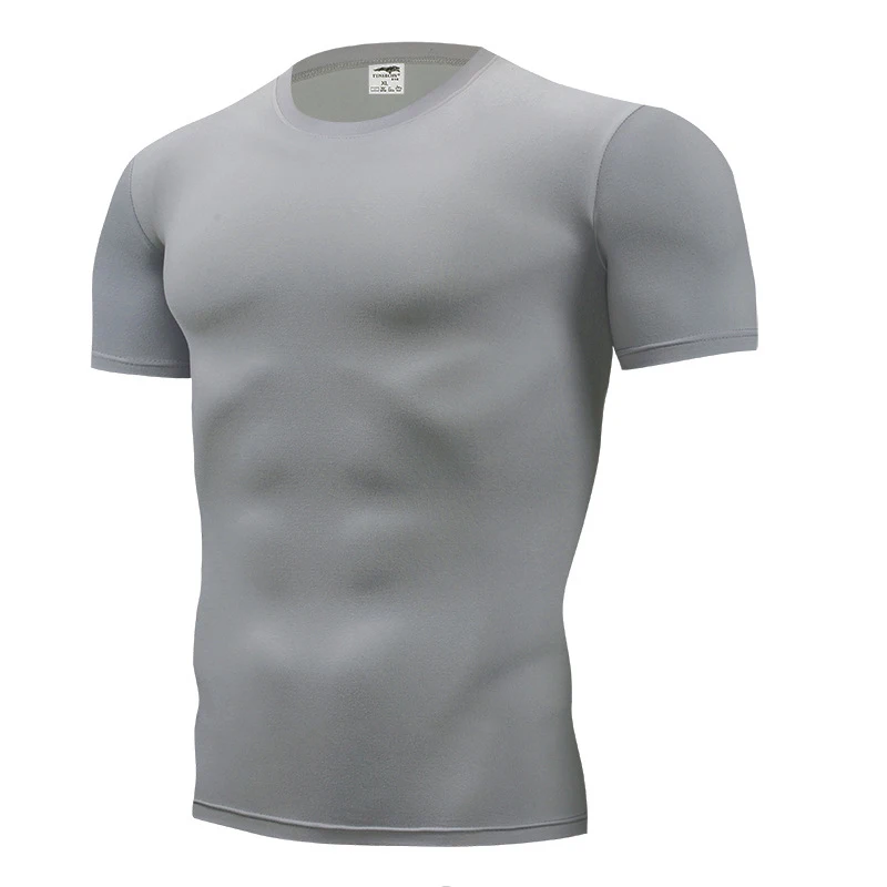 

27398 Mode Pure Kleur T-shirt Mannen Korte Mouw Compressie Strakke T-shirts Shirt S- 3XL Zomer Kleding Gratis Vervoer