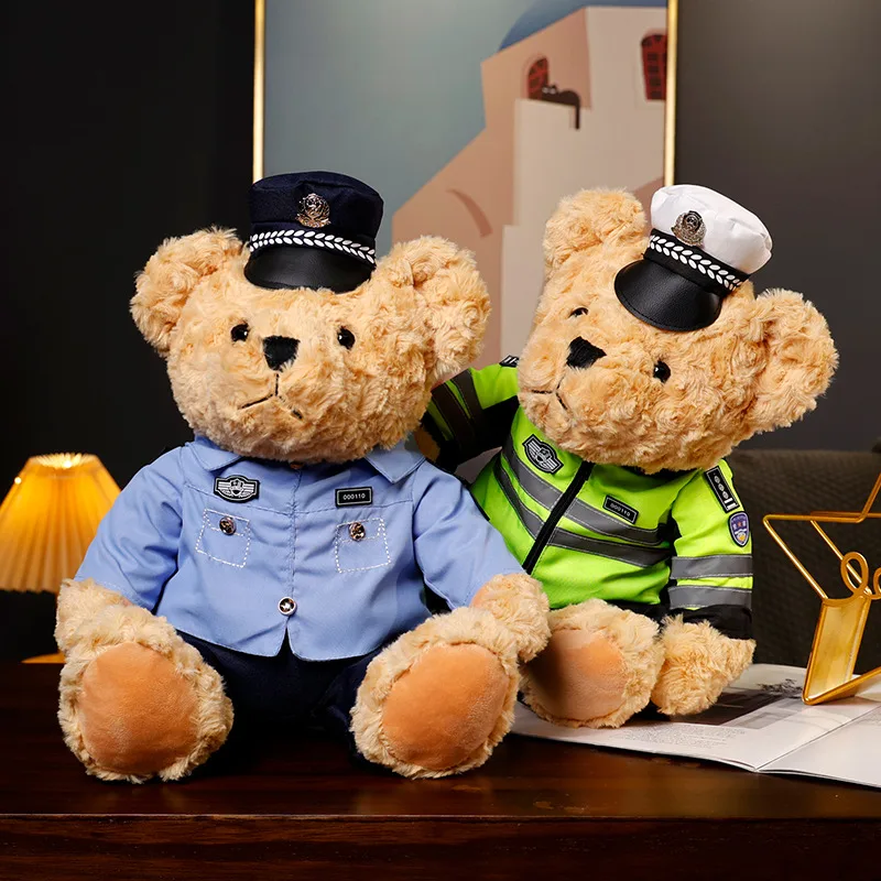 

Creative Anime Police Teddy Bear Plush Toy Kawaii Motorcycle Bears Plushies Doll Cartoon Soft Kids Toys for Boys Girls Gifts