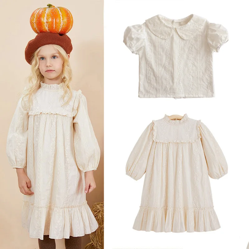 

Spring Summer Children Dresses Infant Dress Baby Girl Casual Style Long Sleeve Embroidery Cotton Skirt 0-6Y