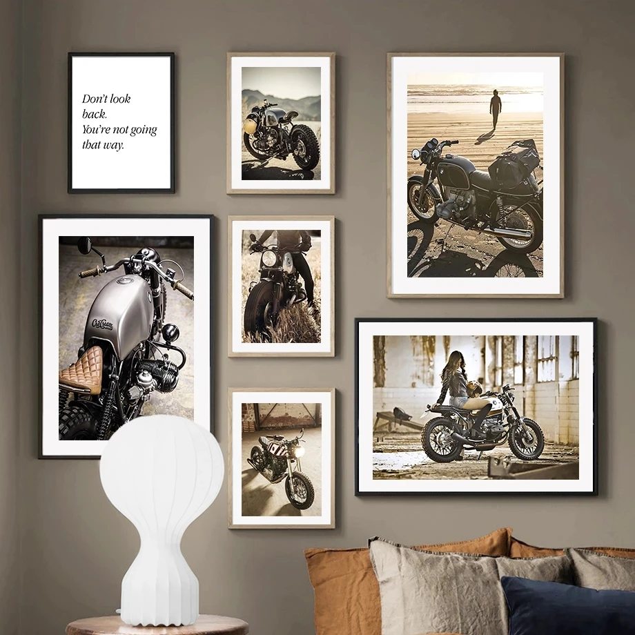 

Motorcycle Girl Wall Art Canvas Painting Fashion Nordic Posters and Prints Wall Pictures for Living Room Club Bar