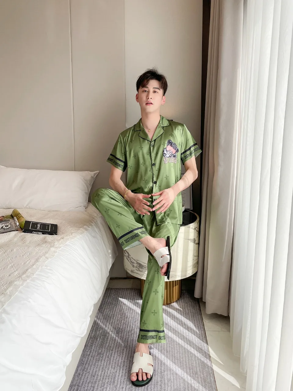 [Women's pajamas] [high-quality]2023 Spring/Summer New Couple Pajamas Men's and Women's Ice Silk Cat Short Home Fur