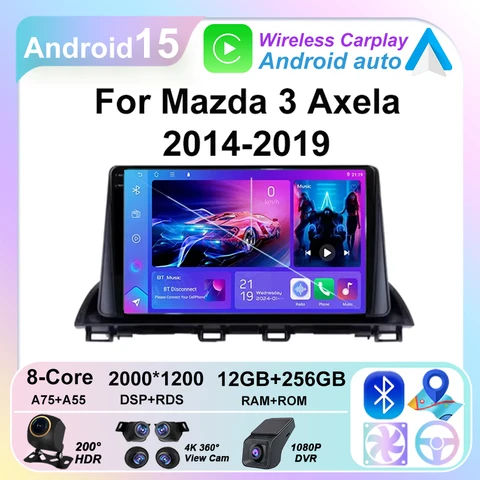 Автомобильный мультимедийный Android для Mazda 3 Axela 2014-2017 2018 2019 головное устройство плеер навигация GPS Atuo Carplay WIFI 5G без 2din DVD BT