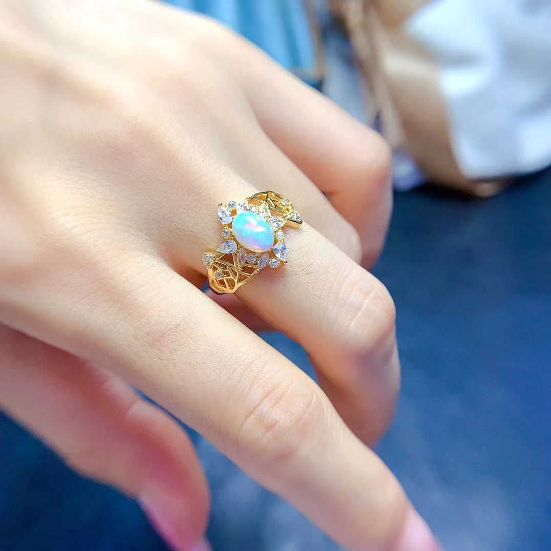 Дизайнерское серебряное кольцо с драгоценным камнем 925 пробы 5 мм * 7 натуральным