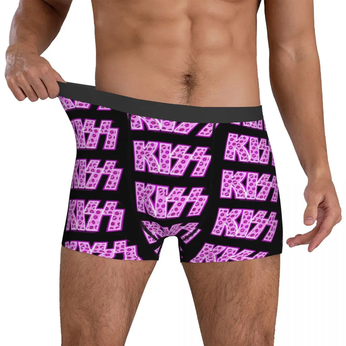 

Kiss Band Underwear Pink Lips Logo Custom Boxershorts Trenky Men's Panties Soft Shorts Briefs Birthday Present