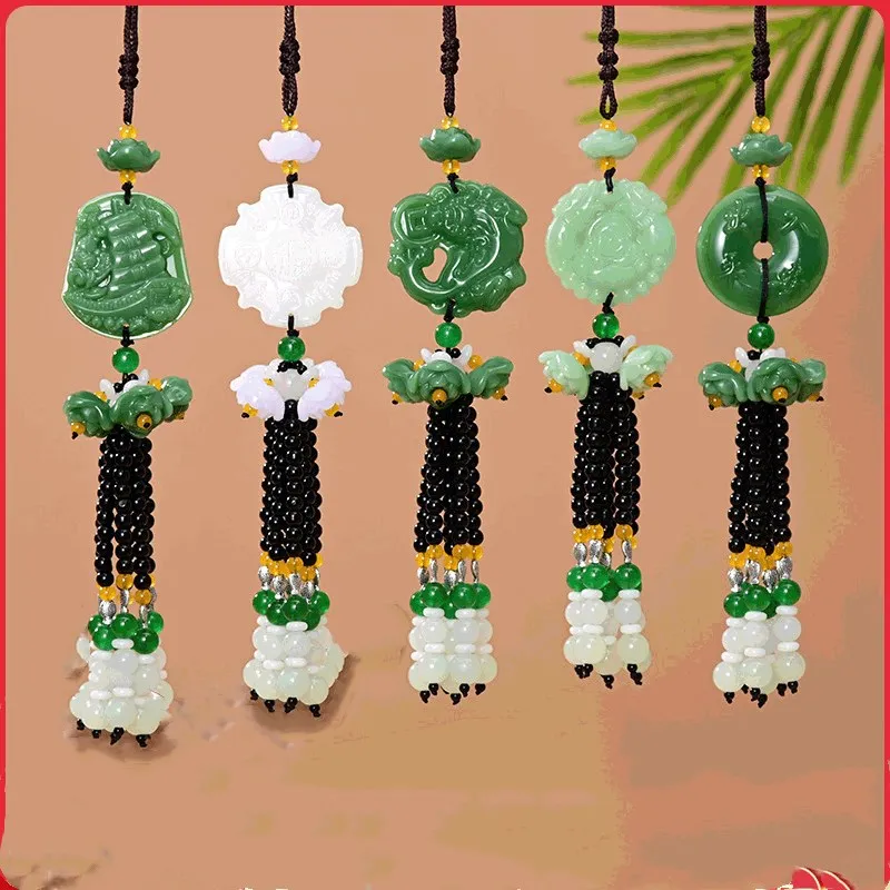 

Новинка, искусственная зеленая нефрита, гладкая Подвеска для парусного автомобиля, аксессуары для коридора