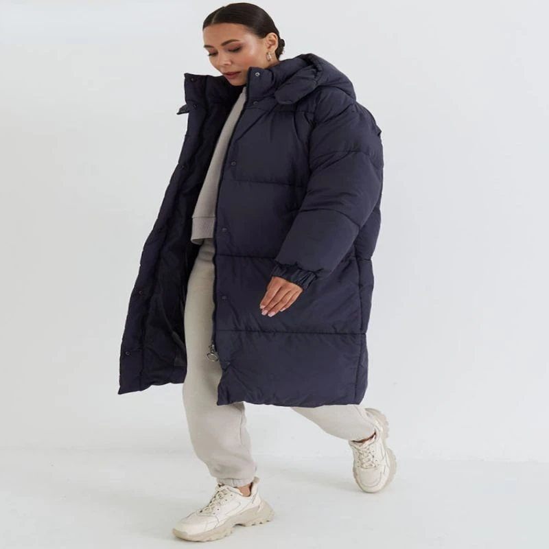 

Thick 90 Duck Down Coat Ladies Winter Hooded Long Sleeve Loose Warm Coats for Women Style Down Jacket Puffer Jacket