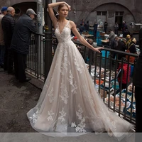 a line v neck hy207 wedding dress for women floor length backless charming elegant princess tulle bridal gowns vestidos de novia