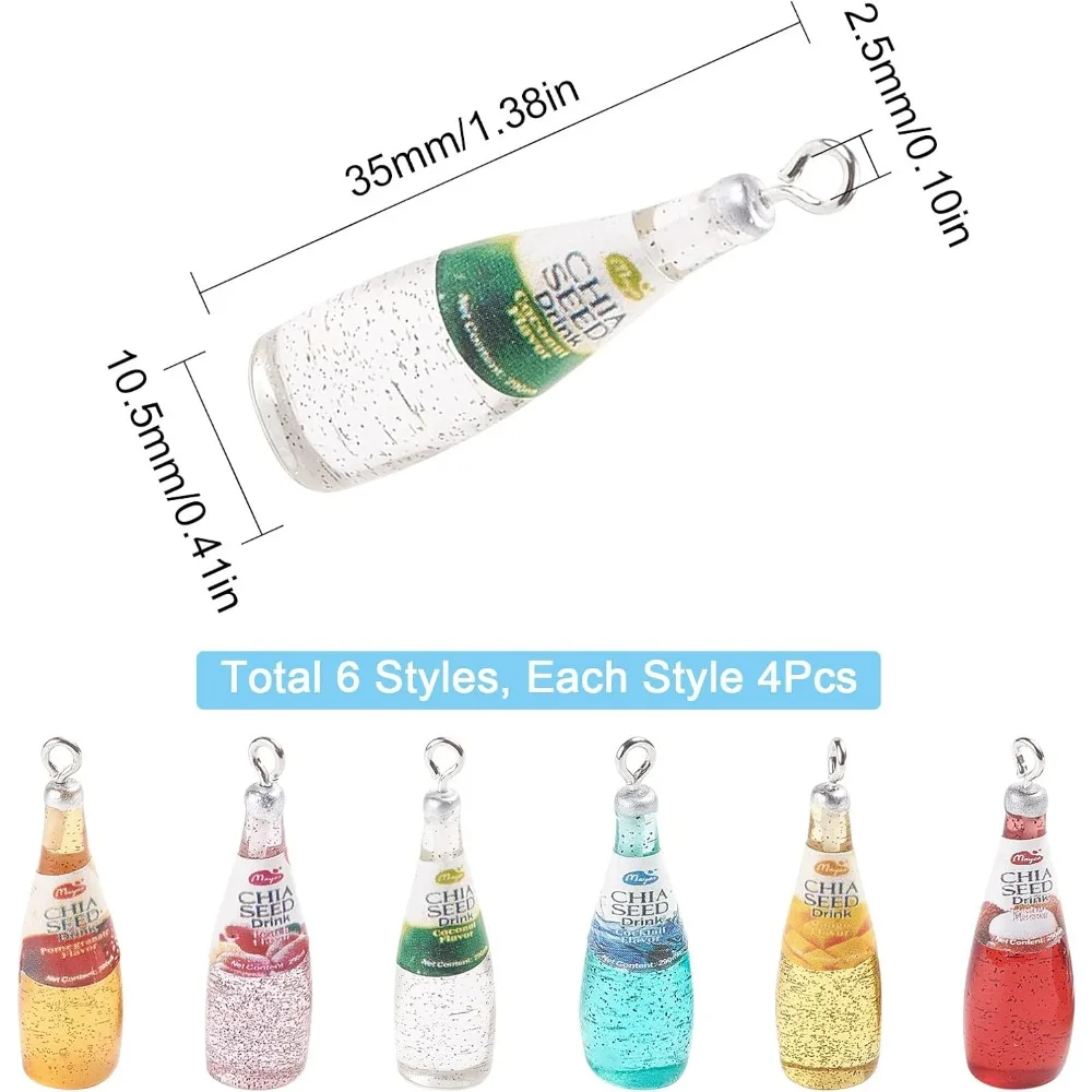 24 шт. 6 цветов подвески в виде бутылки вина смоляные с петлей серьги ожерелье