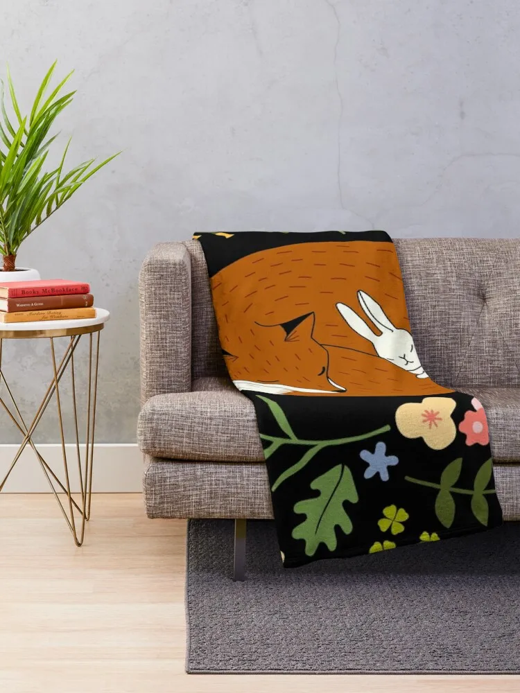 Черное одеяло Friendship Fox-Rabbit_Bg мягкое плед на заказ одеяла для дивана в стиле аниме