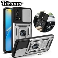for oppo a94 a93 a92 a76 a74 a73 a72 case stand holder magnetic car ring shockproof armor case for oppo a56 a55 a54 back cover