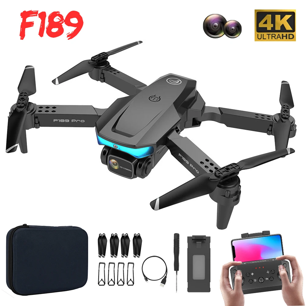 F189 PRO Drone 4K HD  Double Camera with WIfi FPV Collapsible Avoidance Obstacle Rc Quadcopter Dron Rc Helicopter Boys Toys