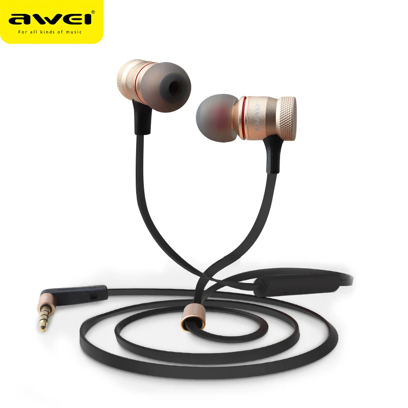 

Awei ES-70TY Wired Earphones 3.5mm With Mic HiFi Stereo Sports Headset Game Music Headphones For iphone Samsung In Ear Earbuds