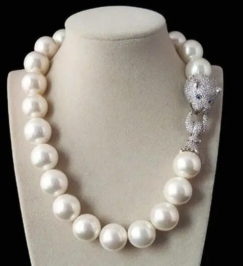 

Tremendous Big Sweater chain Beautiful NEW Huge 16mm Genuine White blue South Sea Shell Pearl Necklace jewelry Wonderful