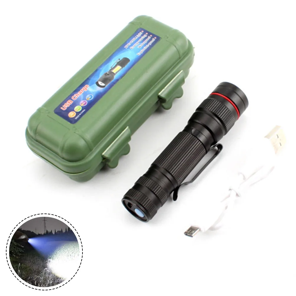 

Waterproof Rechargeable Torch Flashlight Portable Super Bright XPE With Box Zoom Smart USB Charging Outdoor Camping Flash Light
