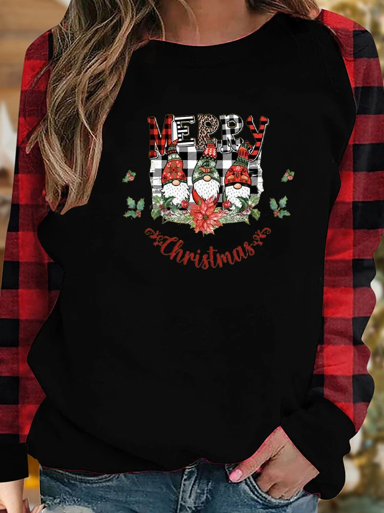 

Забавная женская футболка Seeyoushy с рождественским карликовым принтом, Повседневная Свободная футболка с длинным рукавом, осенне-зимняя футболка, топ, женская одежда