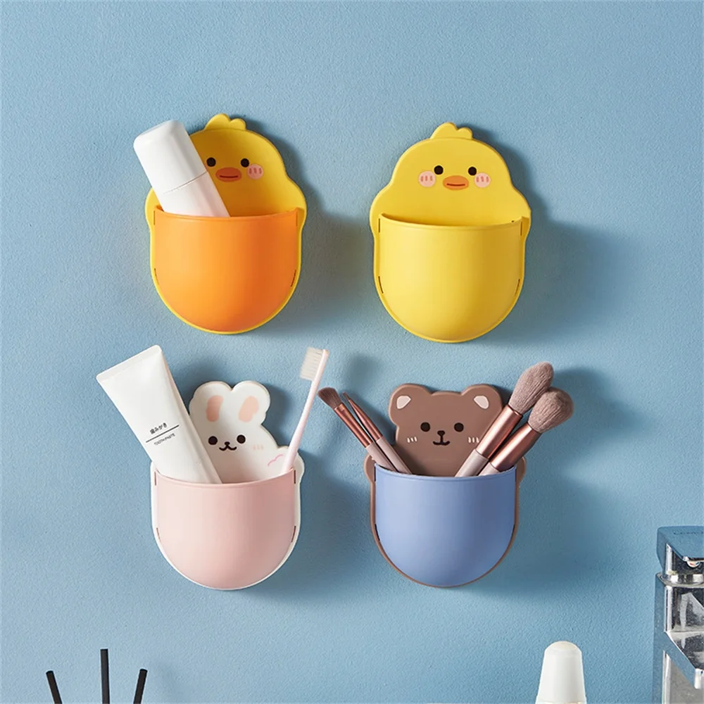 

No Punching Mobile Phone Rack Hole-free Household Toilet Shelf Multifunctional Wall-mounted Storage Rack Storage Tools Cartoon