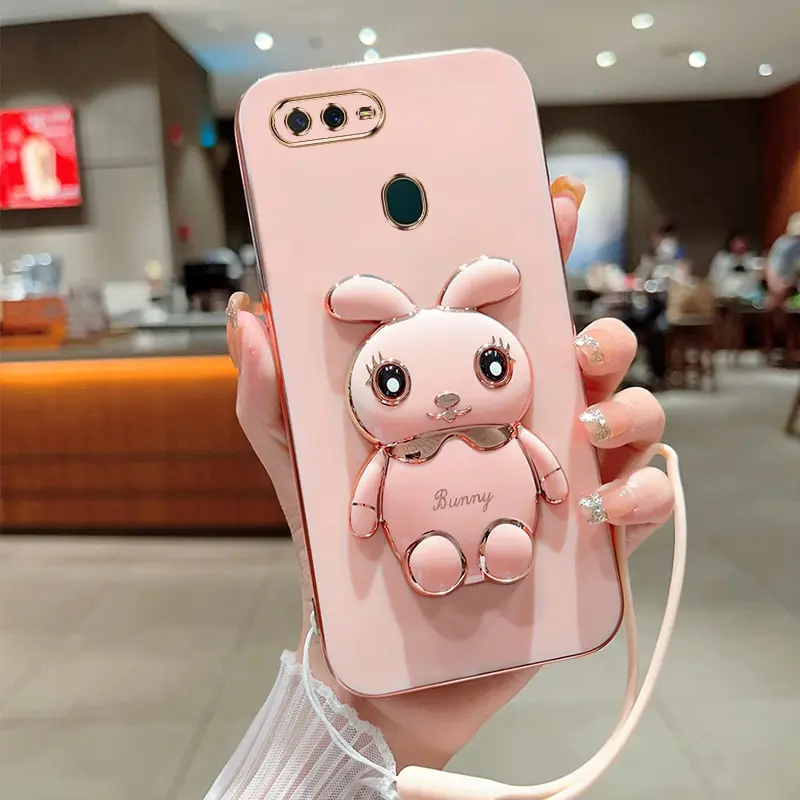 Чехол для телефона для Oppo A7 2018 Oppo A5S Oppo A12 Oppo A7N Oppo A11K роскошное покрытие квадратный держатель кролика с опорой