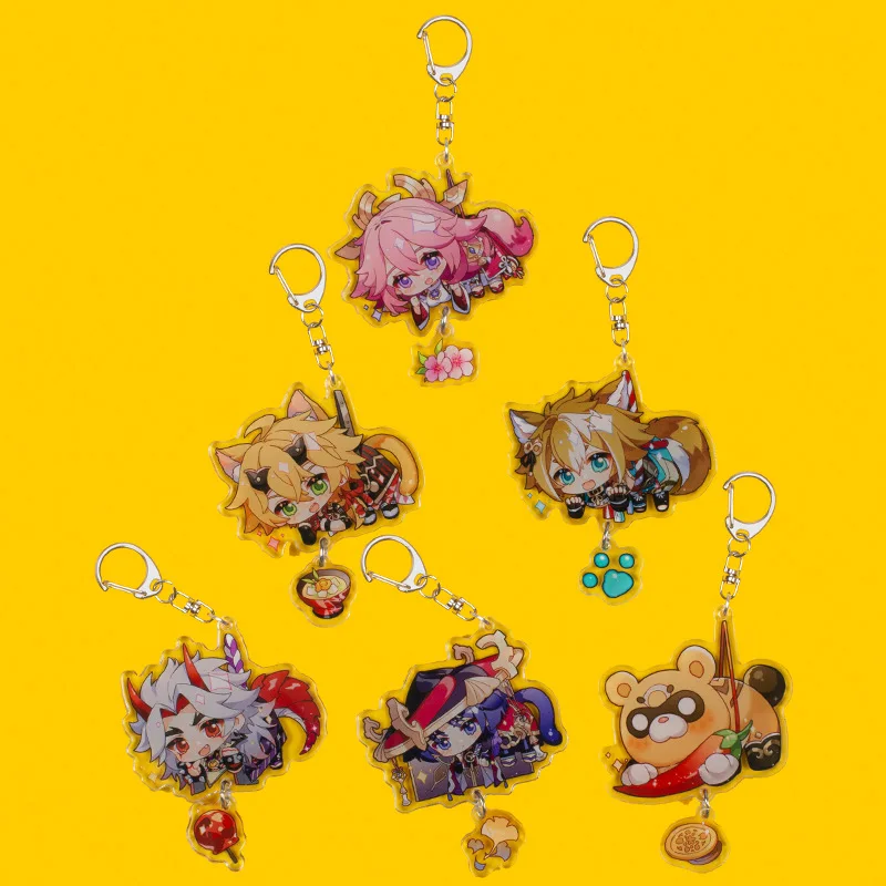 

1 шт. Новые брелки для ключей в виде игры Genshin Impact ataki Прокат Kunikuzushi Scaramouche THOMA Gorou Yaemiko акриловые Подвесные Брелки игрушки