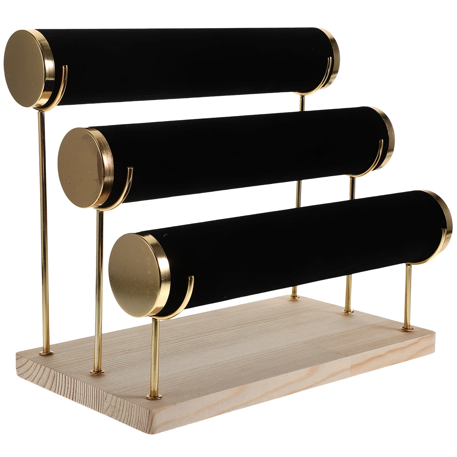 

Bracelet Watch Rack Jewelry Storage Organizer Display Stand Desktop Bangle Wrist Wood Showing Gold Plated Bangles